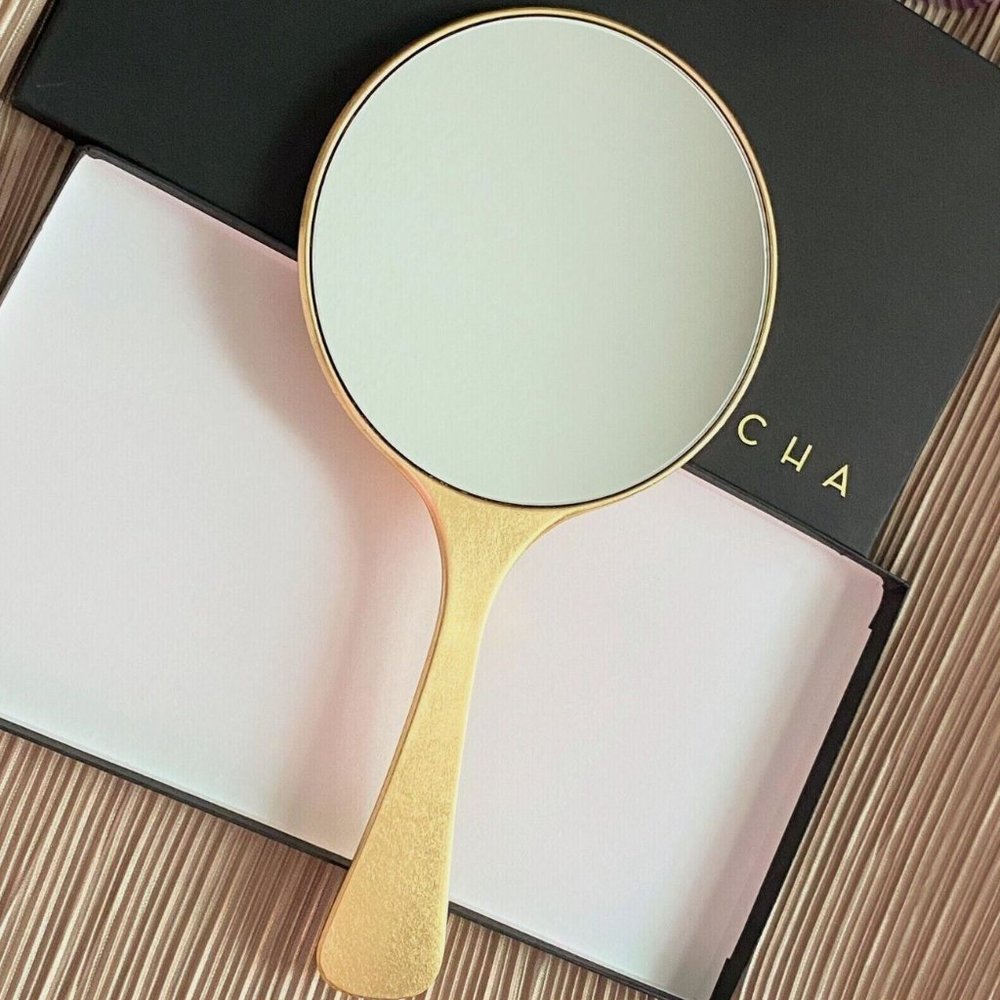 Tatcha Omokage 22.5 Karat Gold Leaf Vanity Hand Held Mirror Only New